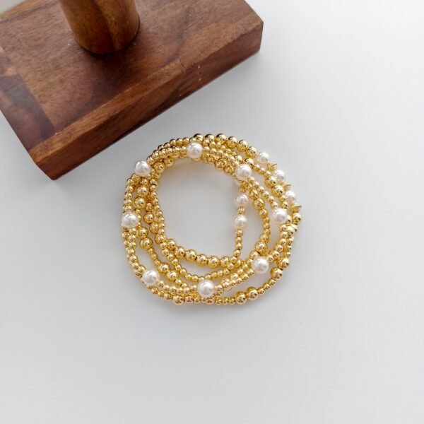 S02-2 Anti-Tarnish 14K Gold Beaded Bracelet Set -S25