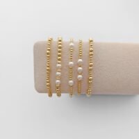 Anti-Tarnish 14K Gold Beaded Bracelet Set -S25
