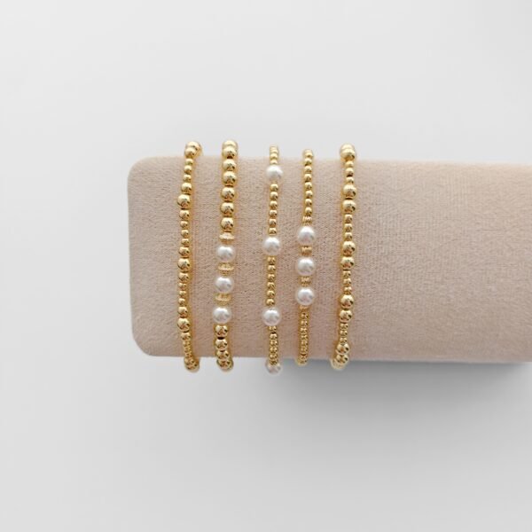 S02 Anti-Tarnish 14K Gold Beaded Bracelet Set -S25