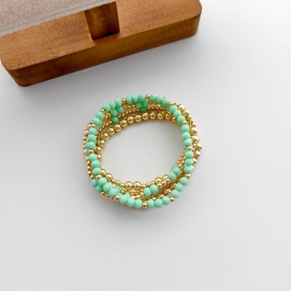 S03-2 Anti-Tarnish 14K Gold Beaded Bracelet Set -S23