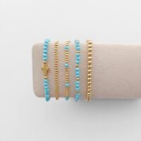 Anti-Tarnish 14K Gold Beaded Bracelet Set -S22