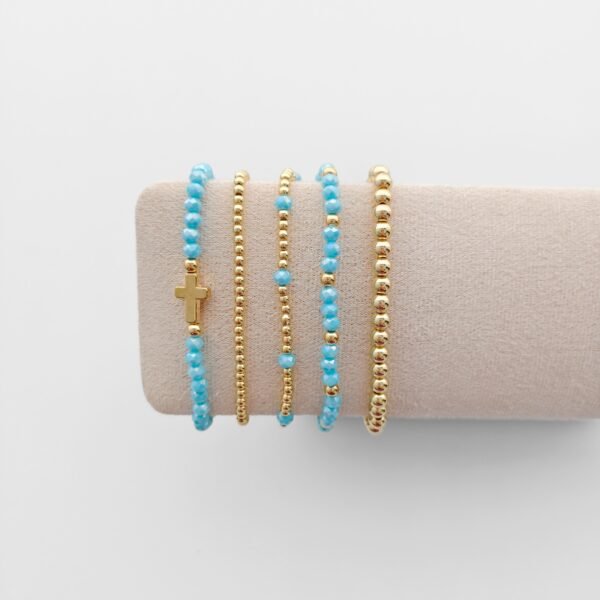 S04-2 Anti-Tarnish 14K Gold Beaded Bracelet Set -S22