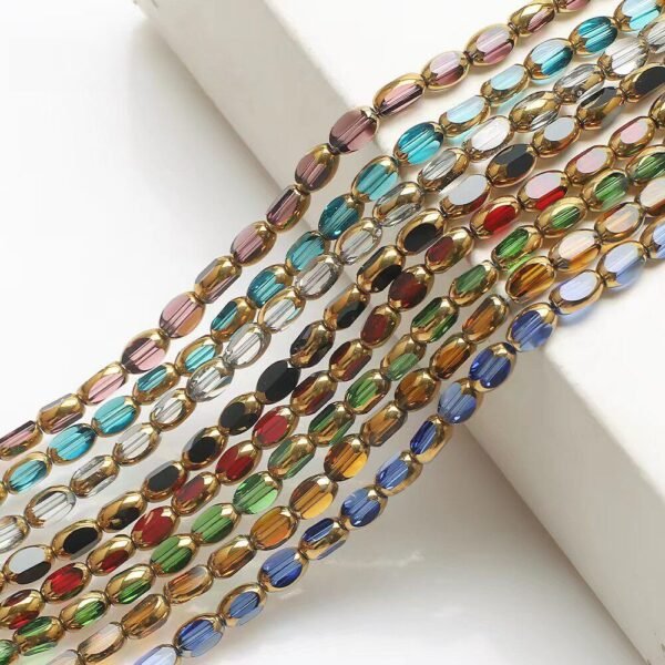 10001 6mm Gold Plated Rim Glass Beads-S136